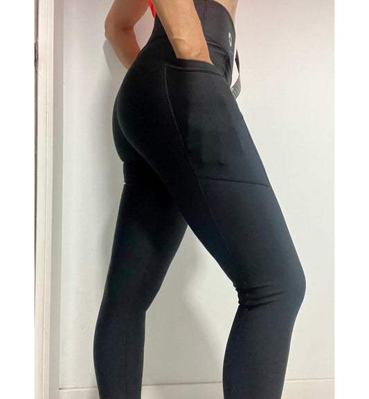 Negra Bolsillo Malla Talle Alto