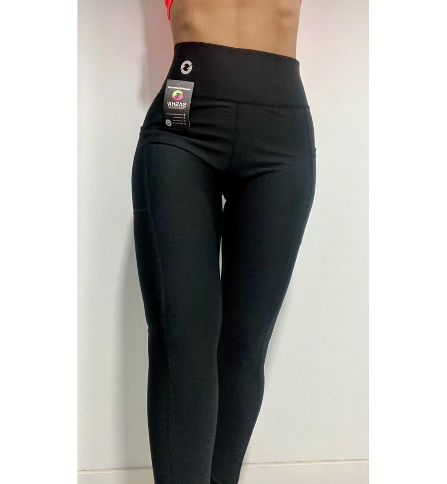 Negra Bolsillo Malla Talle Alto